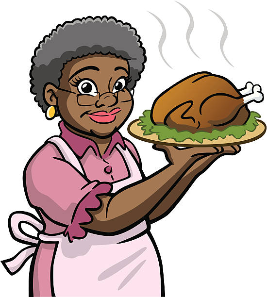 African American Granny Holding Turkey Stock Illustration - Download Image  Now - African Ethnicity, Chef, Grandmother - iStock