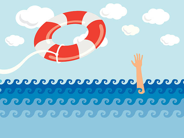 pomoc! - life jacket buoy sign sky stock illustrations