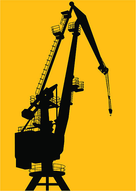 Crane silhouette Crane silhouette level luffing crane stock illustrations