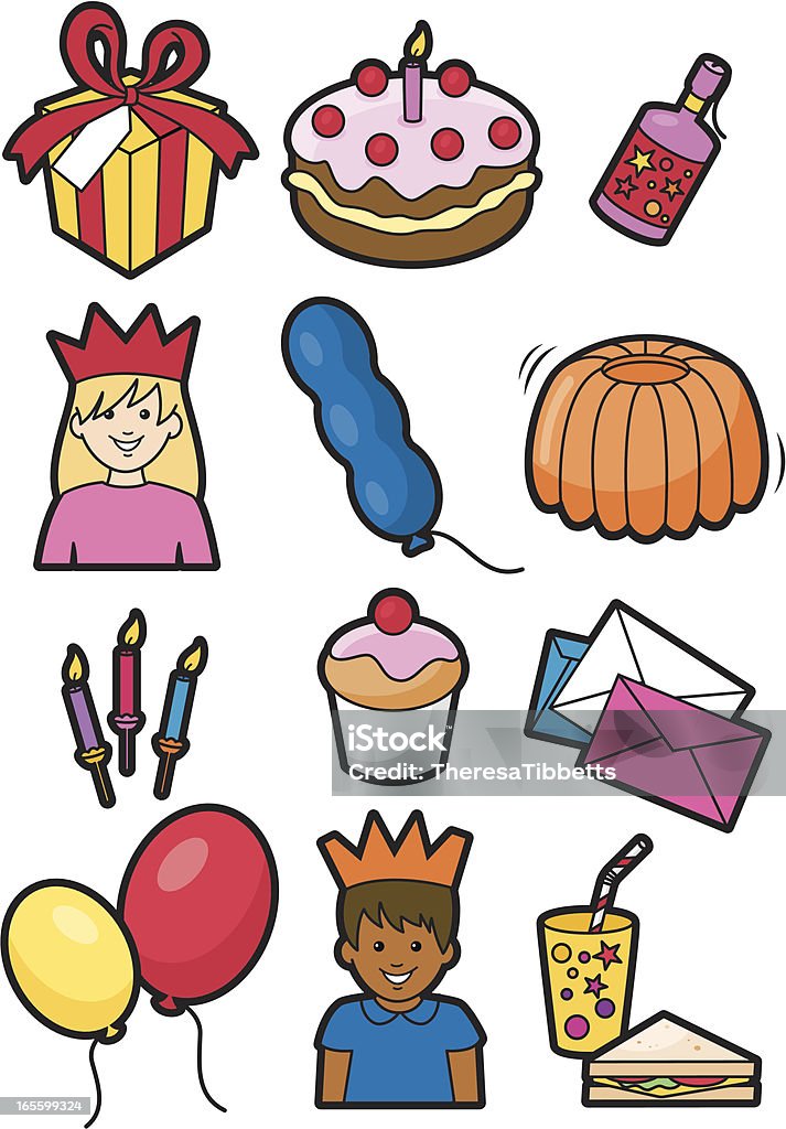 Ikony urodziny party - Grafika wektorowa royalty-free (Bufet - posiłek)