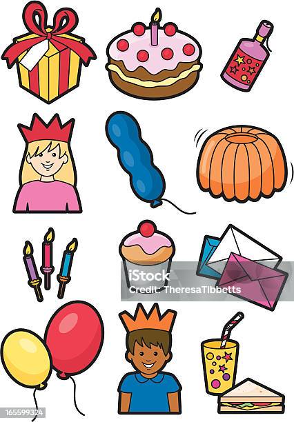 Ikony Urodziny Party - Stockowe grafiki wektorowe i więcej obrazów Bufet - posiłek - Bufet - posiłek, Dziecko, Cupcake
