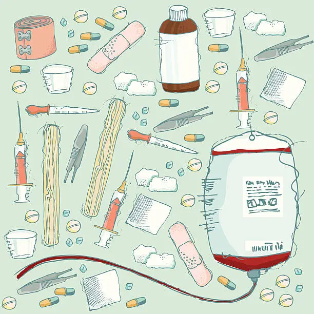 Vector illustration of Medical items