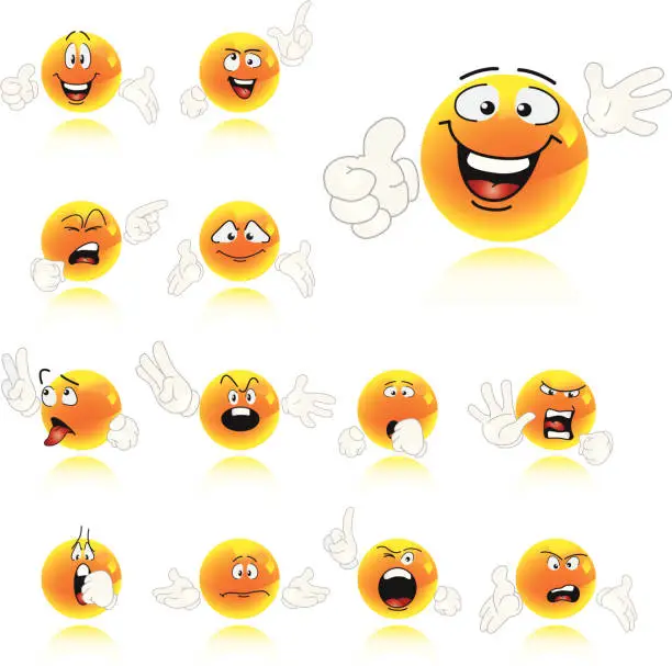 Vector illustration of Set of Smiley Characters