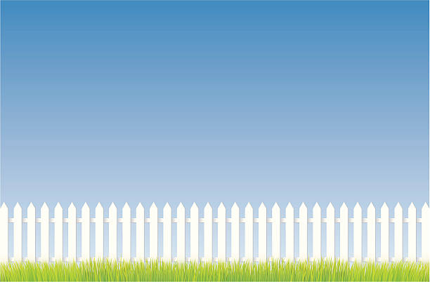 White fence vector art illustration
