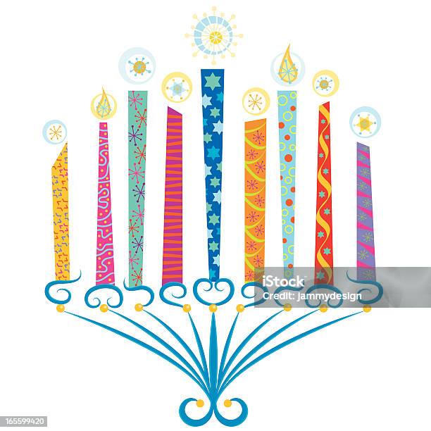 Colorful Menorah Stock Illustration - Download Image Now - Menorah, Hanukkah, Candle