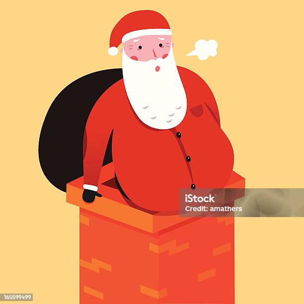 Ilustración de Atrapado Santa y más Vectores Libres de Derechos de Cañón de chimenea - Cañón de chimenea, Navidad, Papá Noel