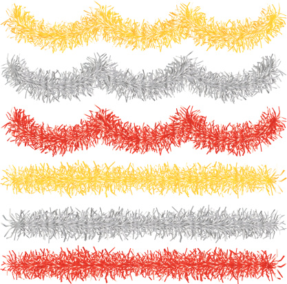 Christmas decorations - gold, silver and red tinsel. AI CS2 included.  Grouped for easy editing. You might also be interested in these: