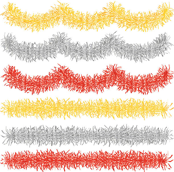 Christmas decorations - tinsel Christmas decorations - gold, silver and red tinsel. AI CS2 included.  Grouped for easy editing. You might also be interested in these: tinsel stock illustrations