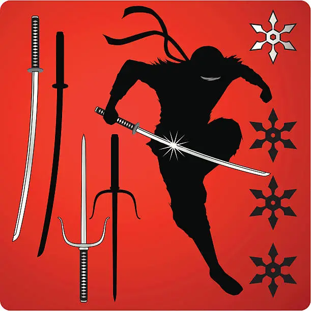 Vector illustration of Ninja weapons