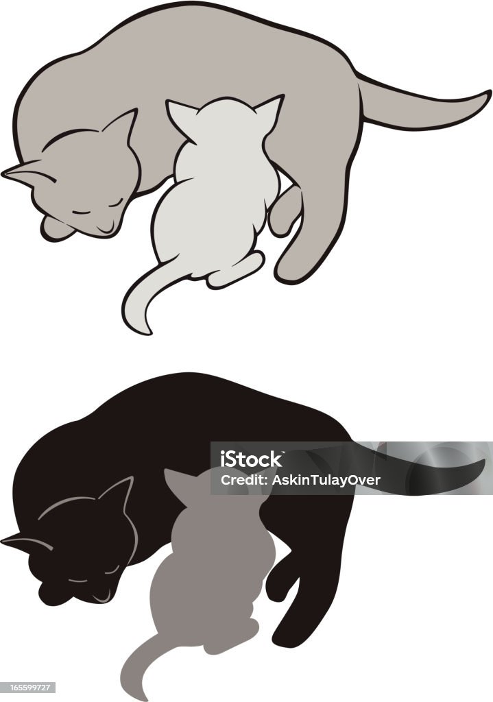 Chat en famille - clipart vectoriel de Allaiter libre de droits