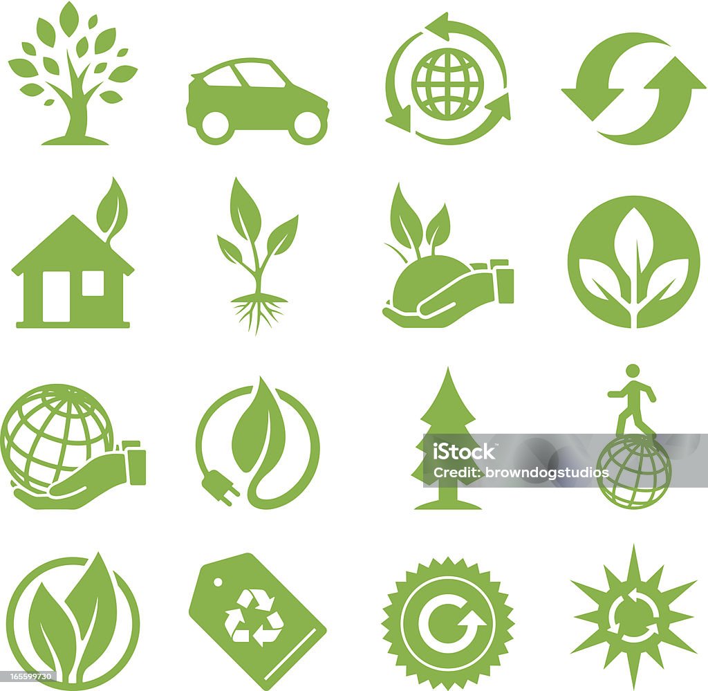 Green Ecology Icons II Earth conservation and ecology icon set. Professional icons for your print or Web project. Icon Symbol stock vector