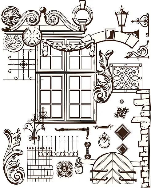 Vector illustration of Old Town Elements