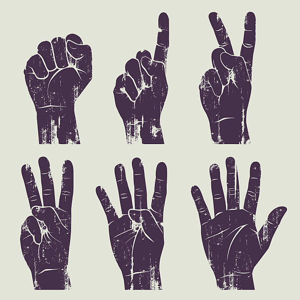 grunge hands 6 different grunge hands. finger illustrations stock illustrations