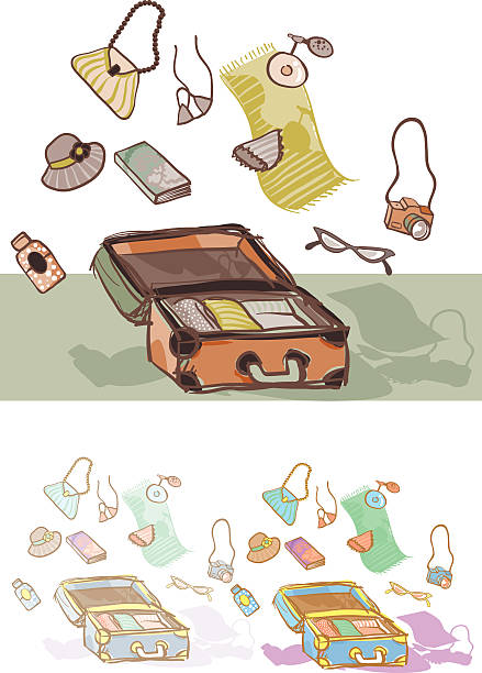 summer luggage vector art illustration