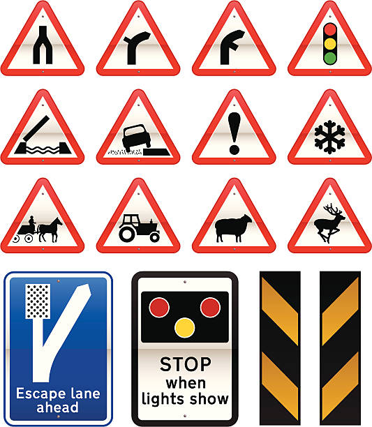 illustrations, cliparts, dessins animés et icônes de uk panneaux mise en série 3 séries - road uk sign road sign