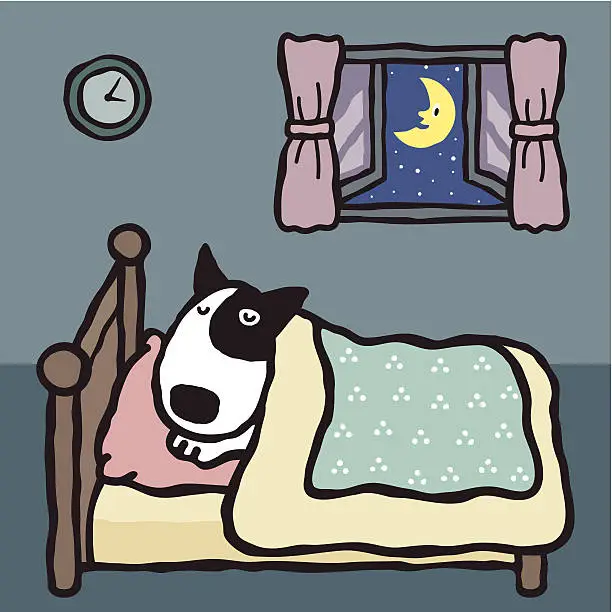 Vector illustration of Sleeping Bull Terrier