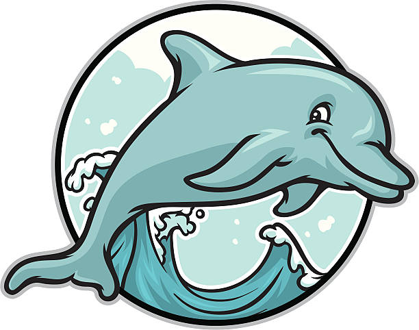 illustrazioni stock, clip art, cartoni animati e icone di tendenza di saltando delfino - happy dolphin