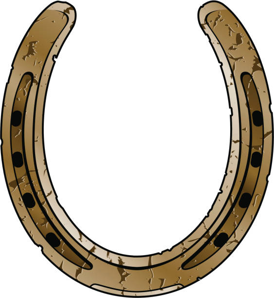 늙음 말굽 - horseshoe metal vector weathered stock illustrations