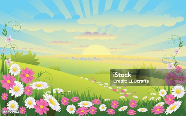 Ilustración de Hermoso Fondo De Primavera y más Vectores Libres de Derechos de Hierba - Pasto - Hierba - Pasto, Lozano, Nube