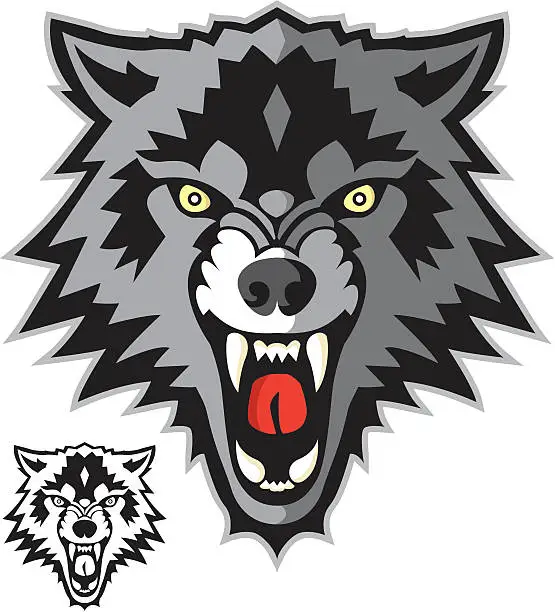 Vector illustration of Aggressive Wolf Mascot