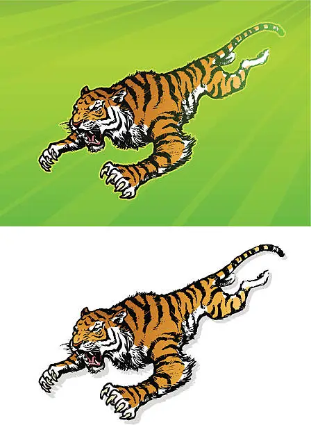 Vector illustration of Attacking Tiger