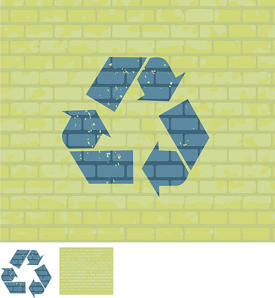 ilustrações de stock, clip art, desenhos animados e ícones de reciclar ícone no brickwall - enviromentalism