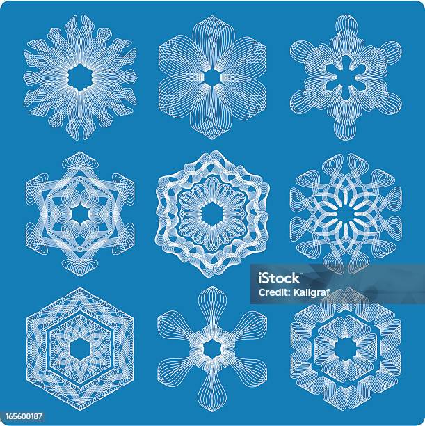 Fiocchi Di Neve E Stelle - Immagini vettoriali stock e altre immagini di A forma di stella - A forma di stella, Blu, Certificato