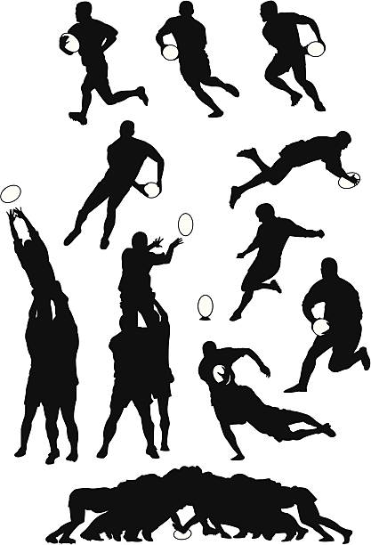 Rugby move Some of the most usual rugby movement in silhouettes scrum stock illustrations