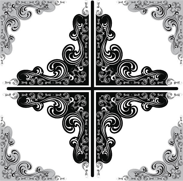 cross - floral pattern decor art backgrounds stock-grafiken, -clipart, -cartoons und -symbole
