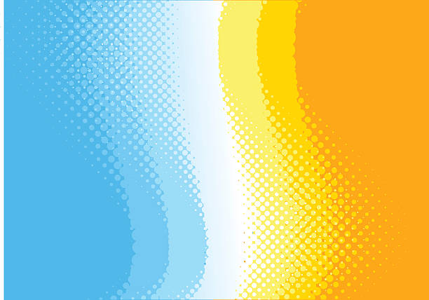 Bright yellows, blues, and white vibe background vector art illustration