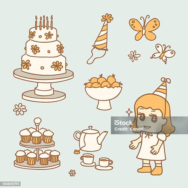 Чайная Партия — стоковая векторная графика и другие изображения на тему 2-3 года - 2-3 года, Бессмысленный рисунок, Блюдо для торта на ножке
