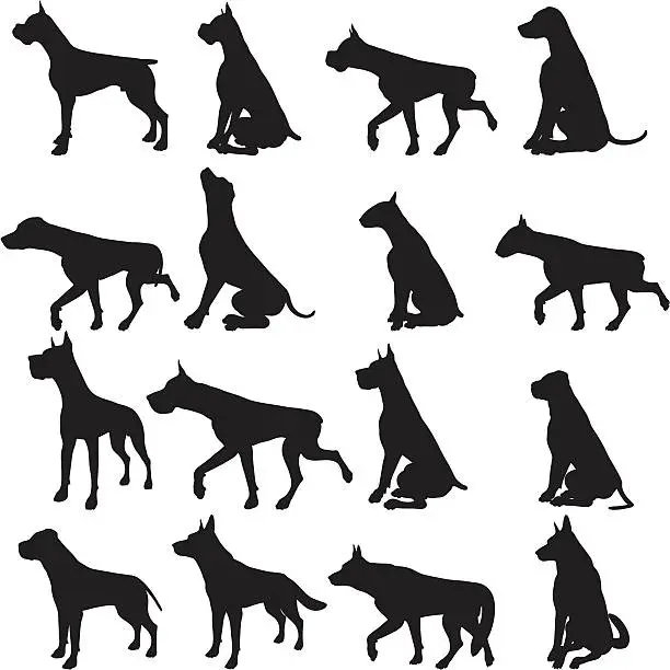 Vector illustration of Large Dog Silhouette Collection