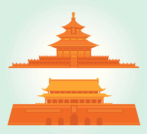중국 베이징 명소 아이콘크기 - tiananmen square stock illustrations