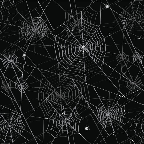 Spider Webs - Tileable Background vector art illustration