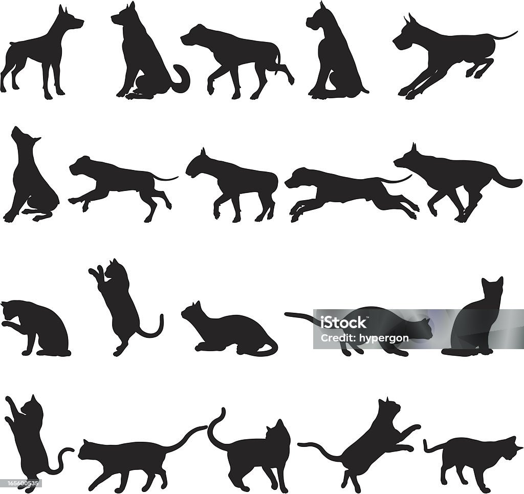 Dogs and Cats Dog and cat silhouettes. Dog stock vector