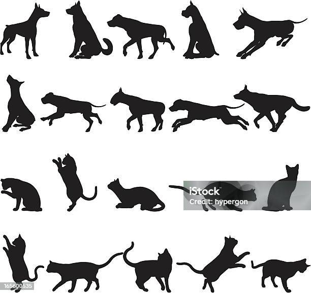 Dogs And Cats Stock Illustration - Download Image Now - Dog, In Silhouette, Domestic Cat