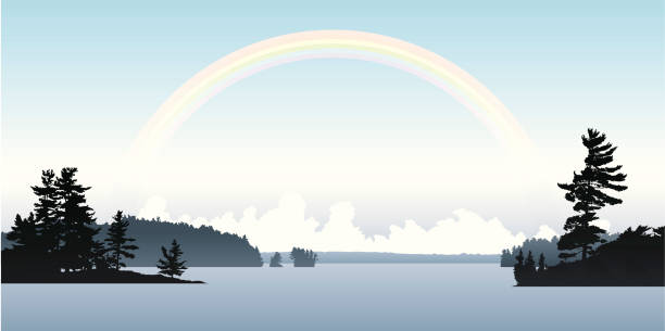 see rainbow lake - wasserrand stock-grafiken, -clipart, -cartoons und -symbole