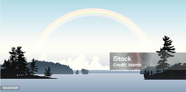 Lago Rainbow - Immagini vettoriali stock e altre immagini di Costa - Caratteristica costiera - Costa - Caratteristica costiera, Lago, Albero