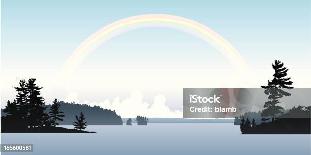 Rainbow Lake Stock Illustration - Download Image Now - Coastline, Lake, Tree