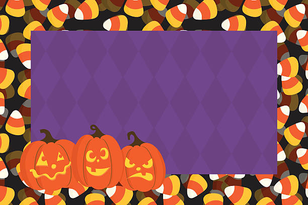 Halloween Frame: Jack O' Lanterns and Candy Corn vector art illustration