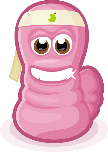 Cartoon illustration of a kamikaze stylized worm.