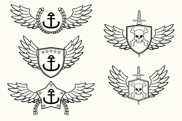 Vector illustration of Nautical and Pirate crests