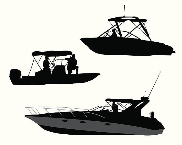 illustrazioni stock, clip art, cartoni animati e icone di tendenza di recreationalboating - speedboat leisure activity relaxation recreational boat