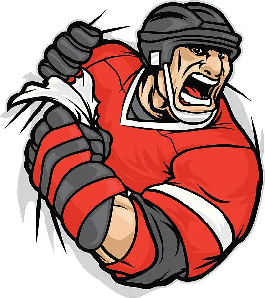 Vector illustration of Hockey Player Rip