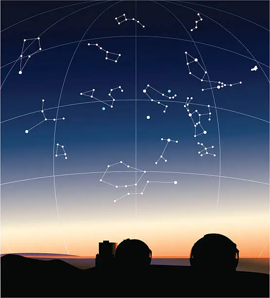 Vector illustration of Constellations in the Hawaiian sky
