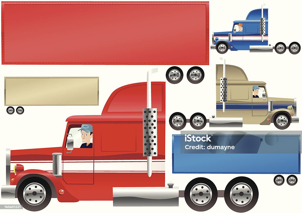 Big Botas de camión y remolque - arte vectorial de Camión articulado libre de derechos