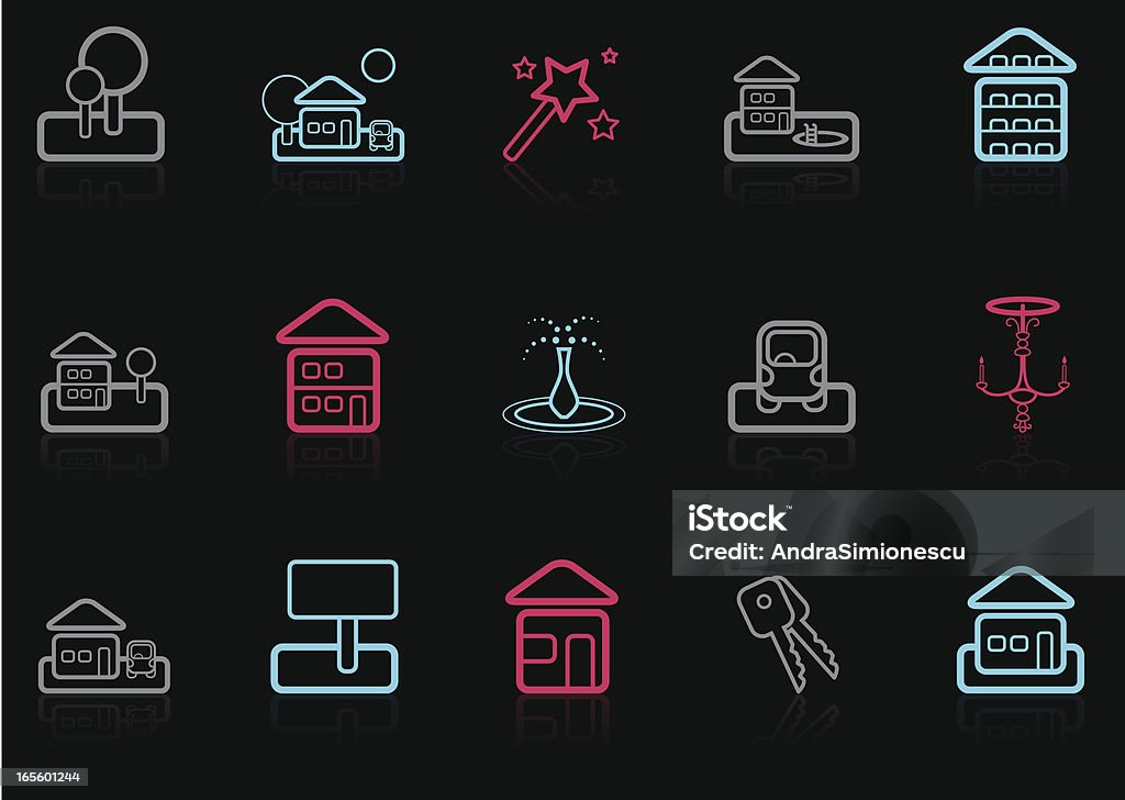 Immobilier icon set - clipart vectoriel de Appartement libre de droits