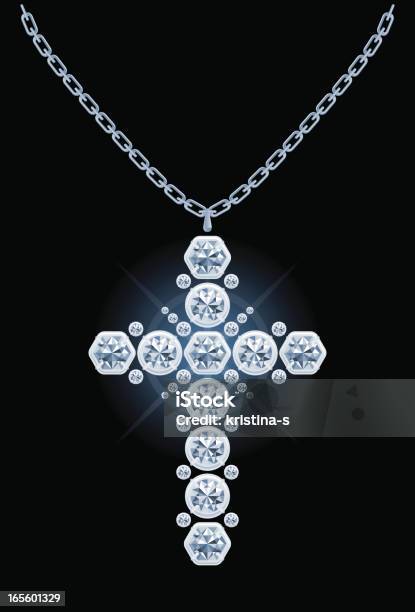 Croce Di Diamante - Immagini vettoriali stock e altre immagini di Catena - Catena, Collana, A forma di croce