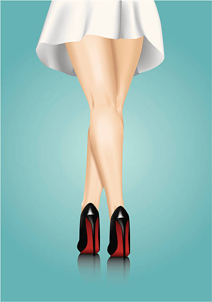 セクシーなレッグス、ホワイトのスカートとブラックのヒール - human leg high heels sensuality women点のイラスト素材／クリップアー�ト素材／マンガ素材／アイコン素材