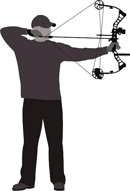 Vector illustration of bow-hunter at full draw